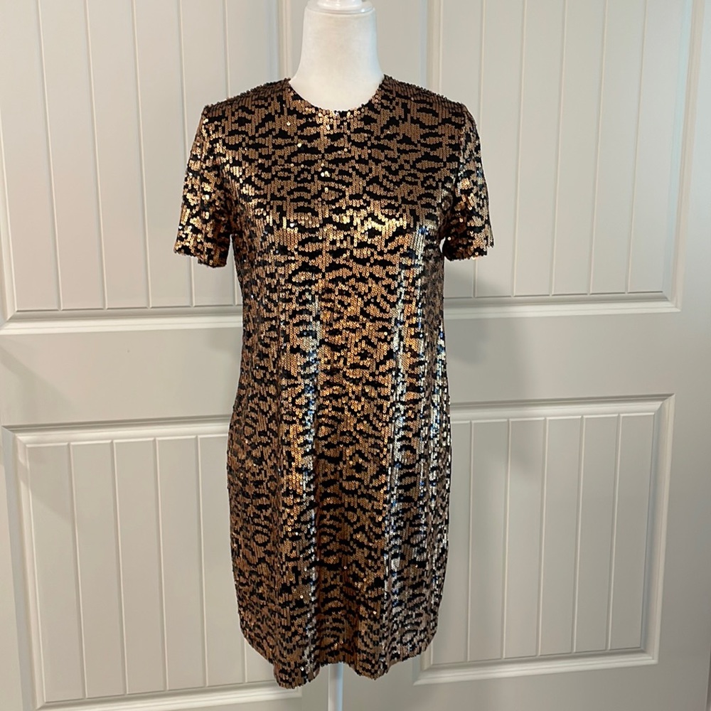 Zara Knit Black & Gold Sequin Dress